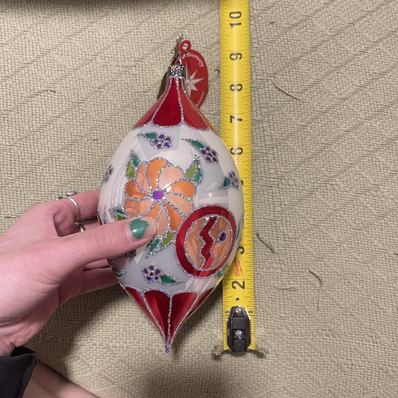 Christopher Radko Christmas Floral‎ Tree Ornament Handpainted Teardrop Flower - Picture 10 of 16